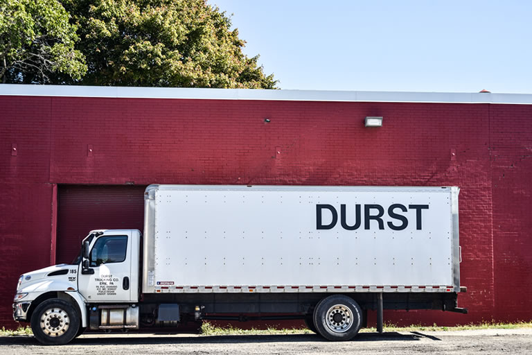 durst trucking delivering goods at erie pa dock