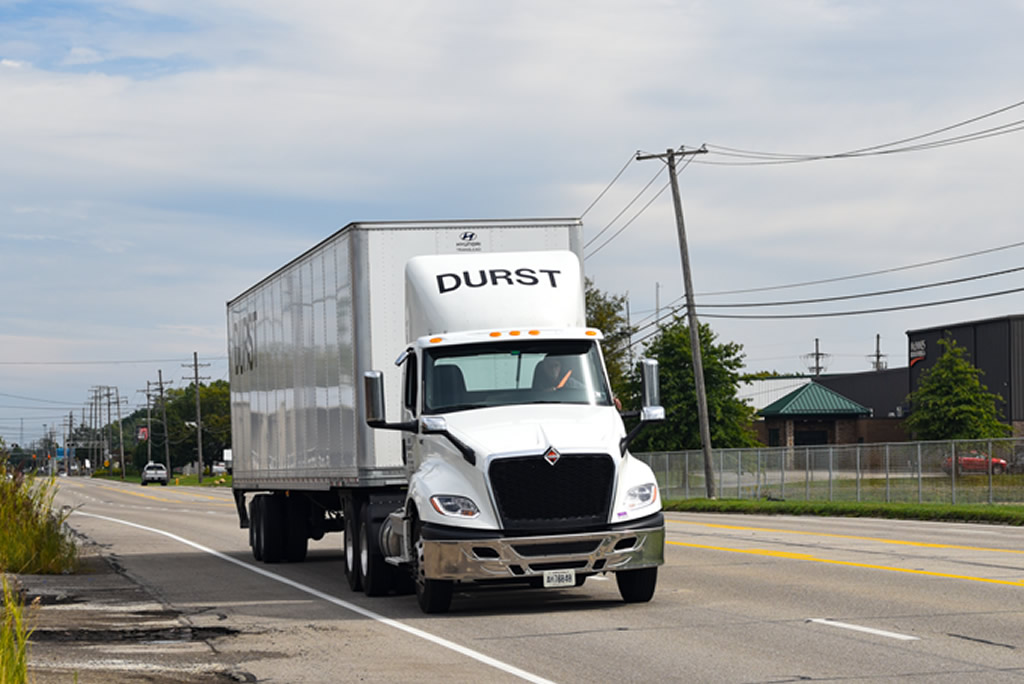 loaded durst truck in waterford delivering goods